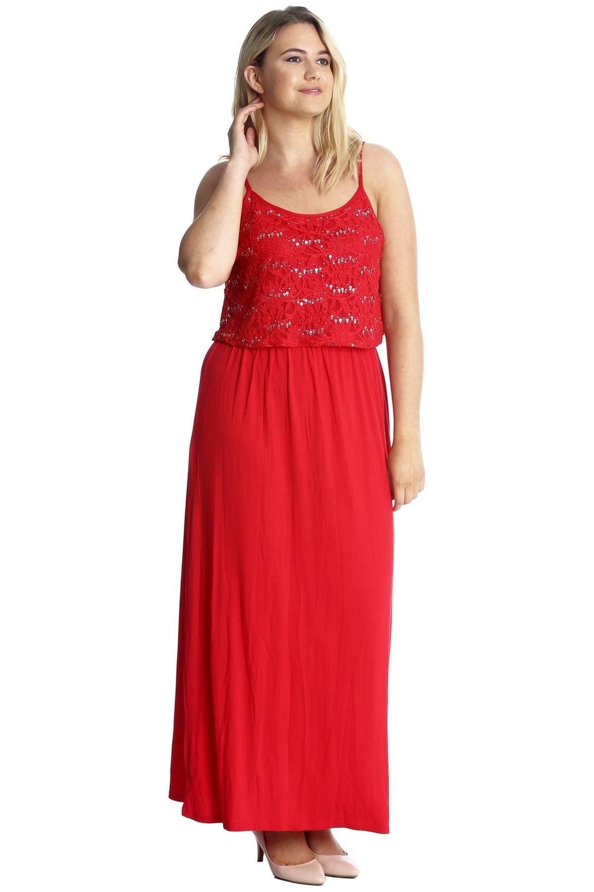 Plus Size Floral Sequin Lace Maxi Dress Dress WearAll