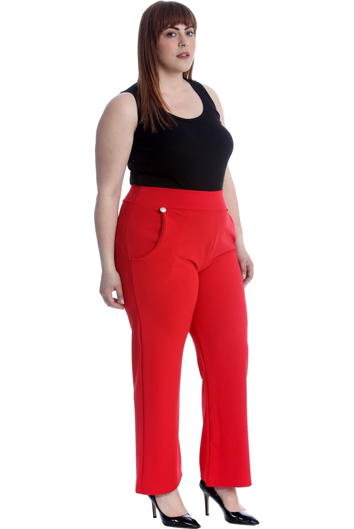 Plus Button Embellished Pocket Palazzo Trousers Trousers WearAll