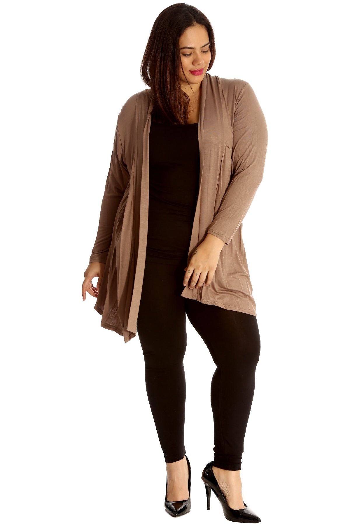 Plus Size Lace Back Open Pleated Cardigan Maxi Cardigan WearAll