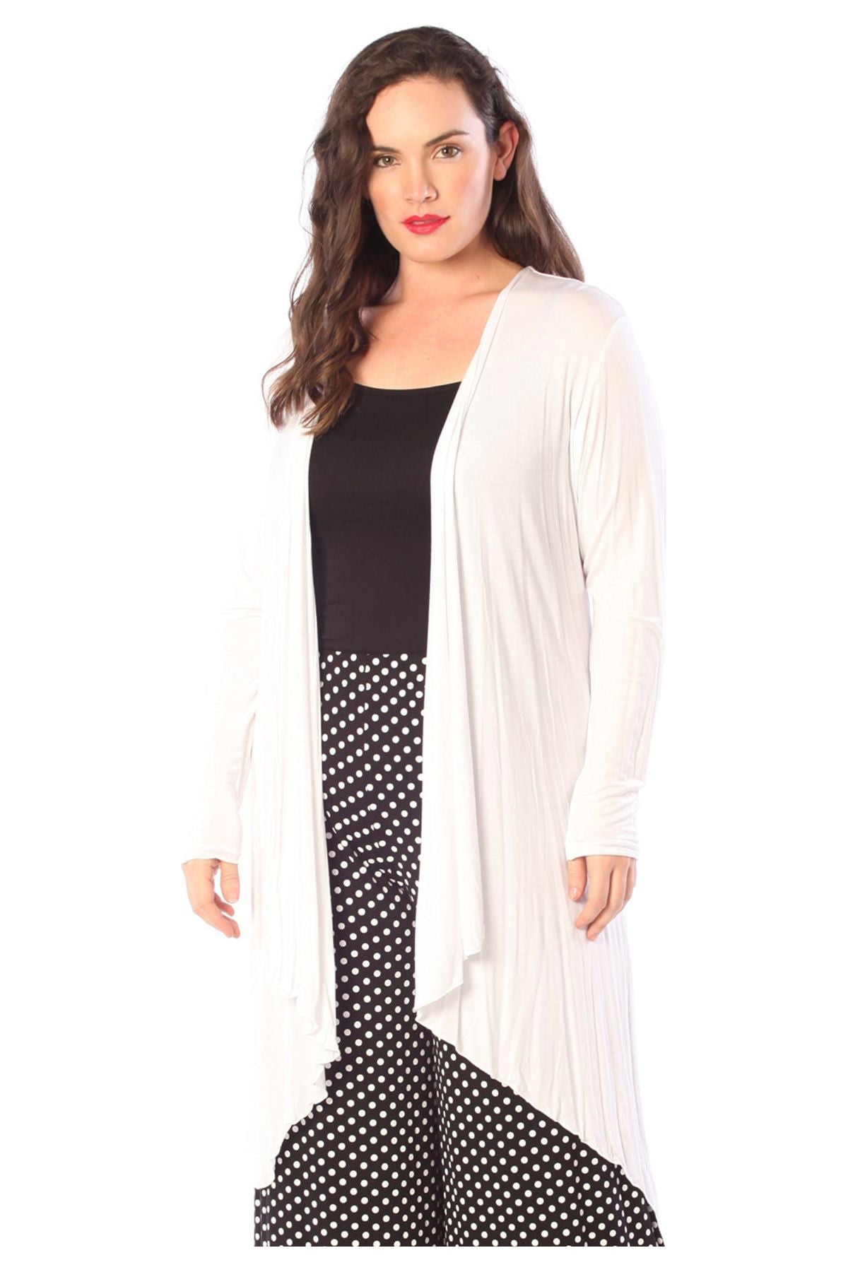 Open Front Hanky Hem Longsleeve Cardigan cardigan WearAll White 14