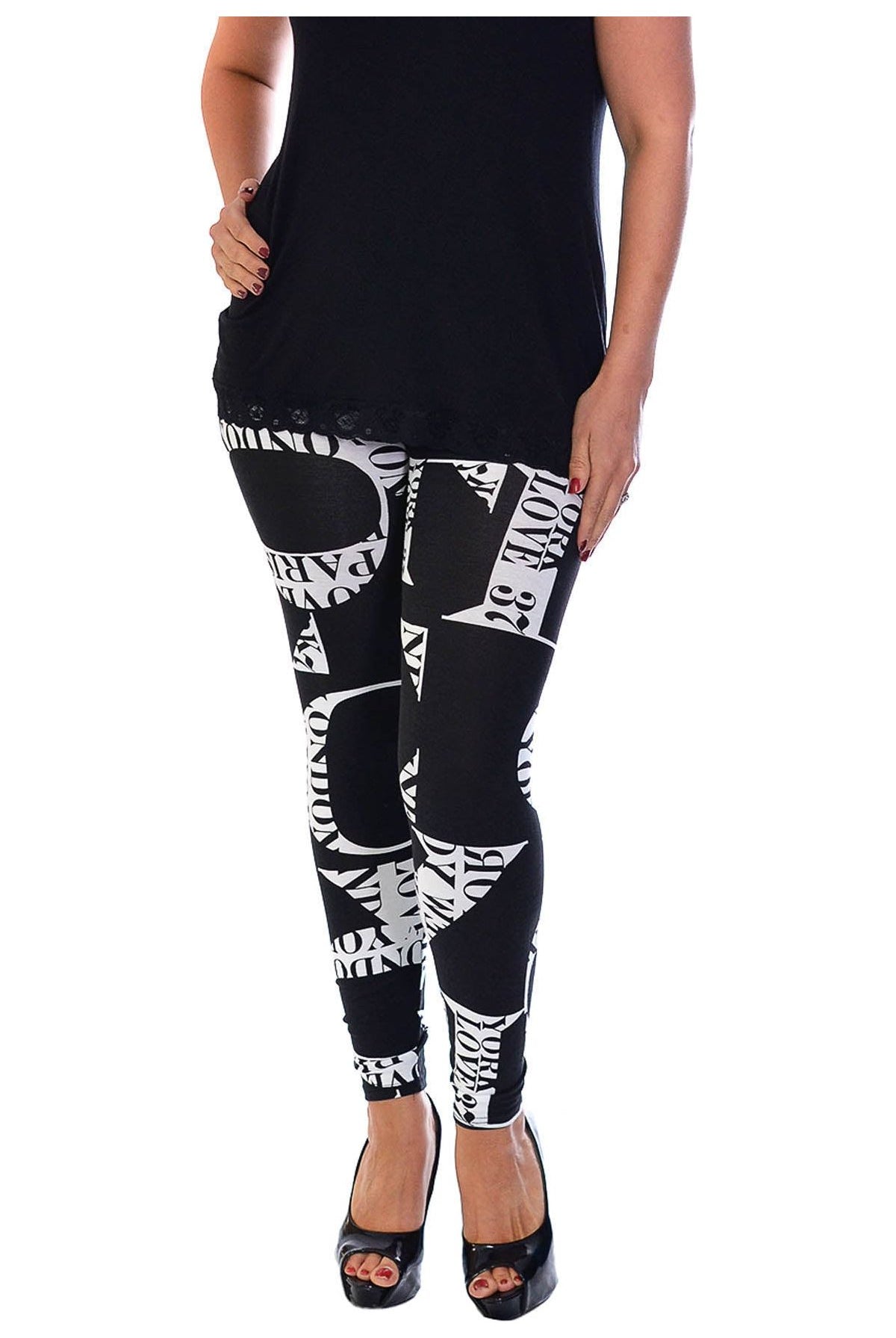 Plus Size Love City Print Skinny Stretchy Leggings Leggings WearAll
