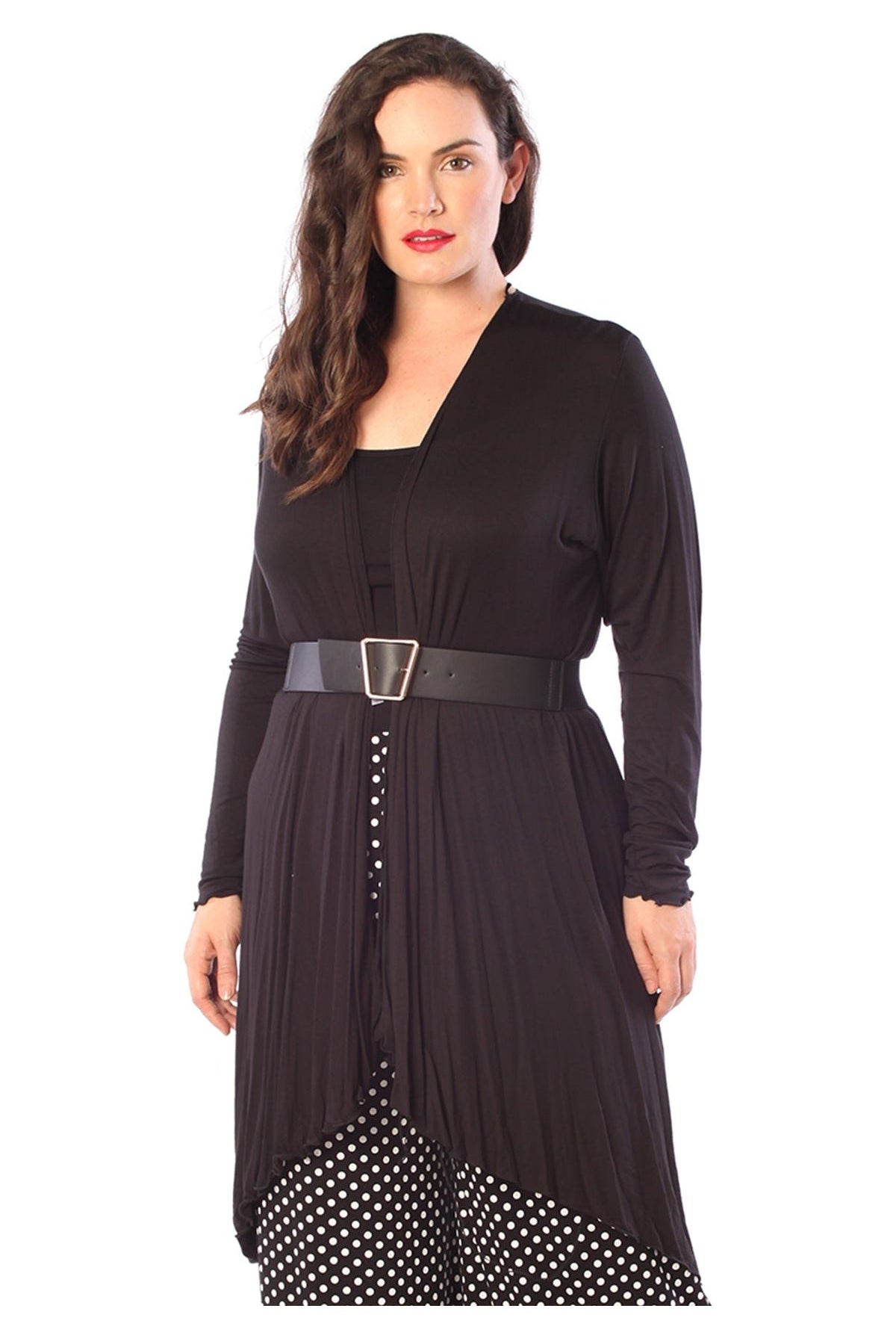 Open Front Hanky Hem Longsleeve Cardigan cardigan WearAll Black 14