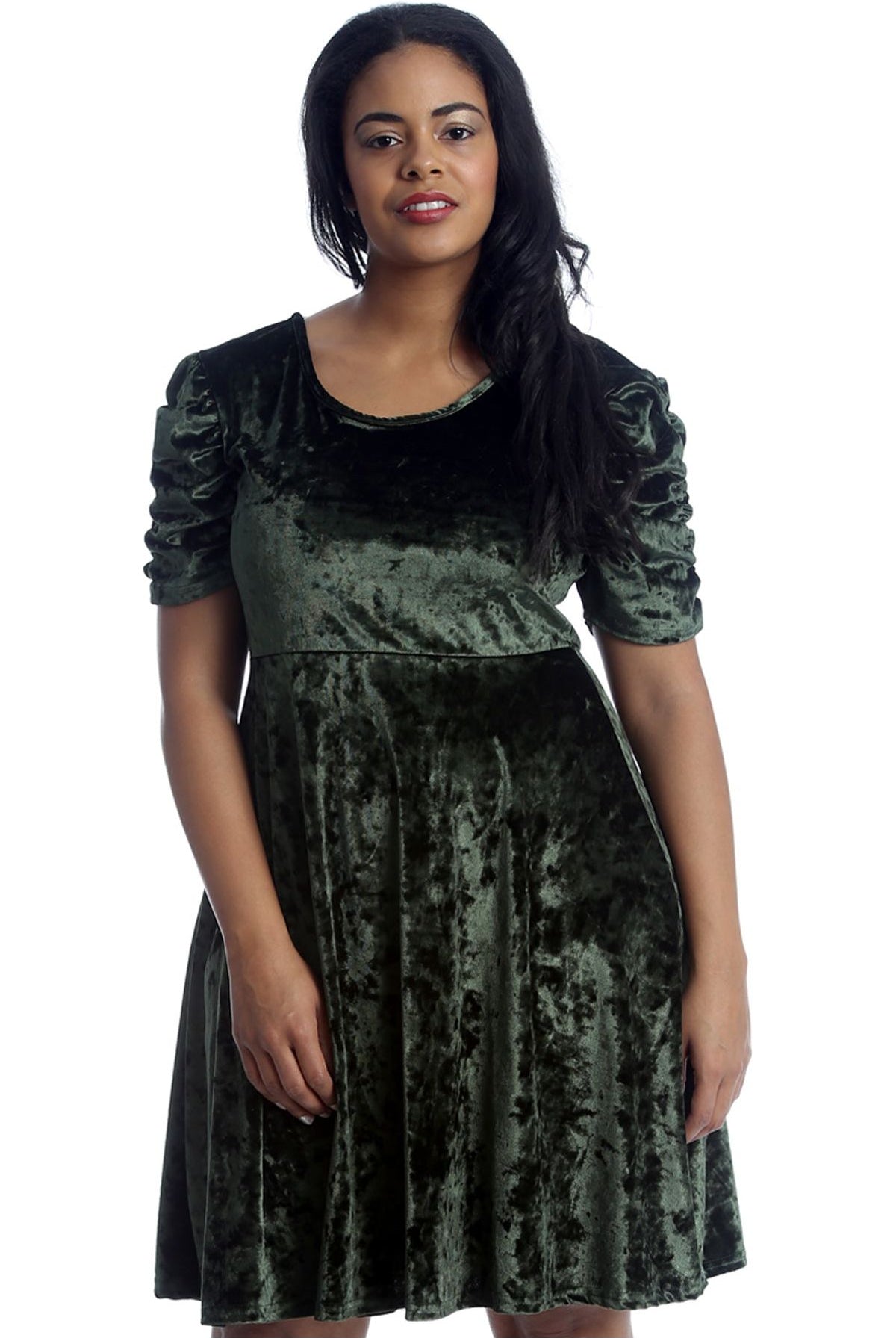 Plus Size Skater Style Velvet Cross Back Dress Dress WearAll