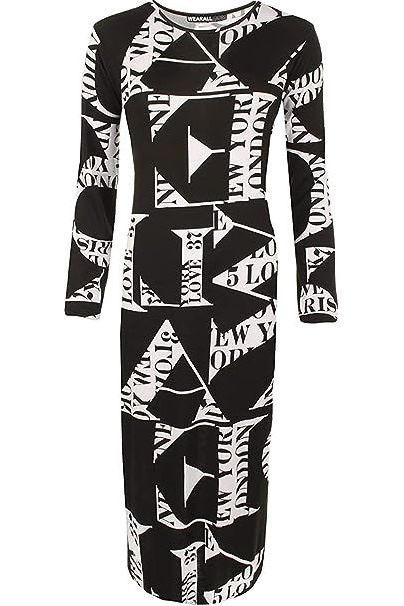 Plus Size Bodycon Love Letters Print Midi Dress Dress WearAll Love Letters 16-18