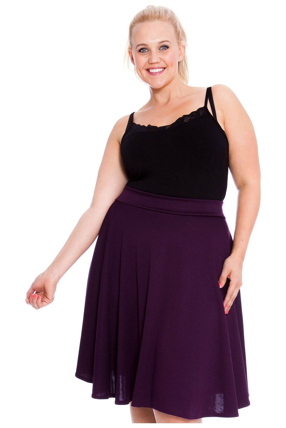 Flared Elastic Waist Skirt – Skater Style Skirt WearAll