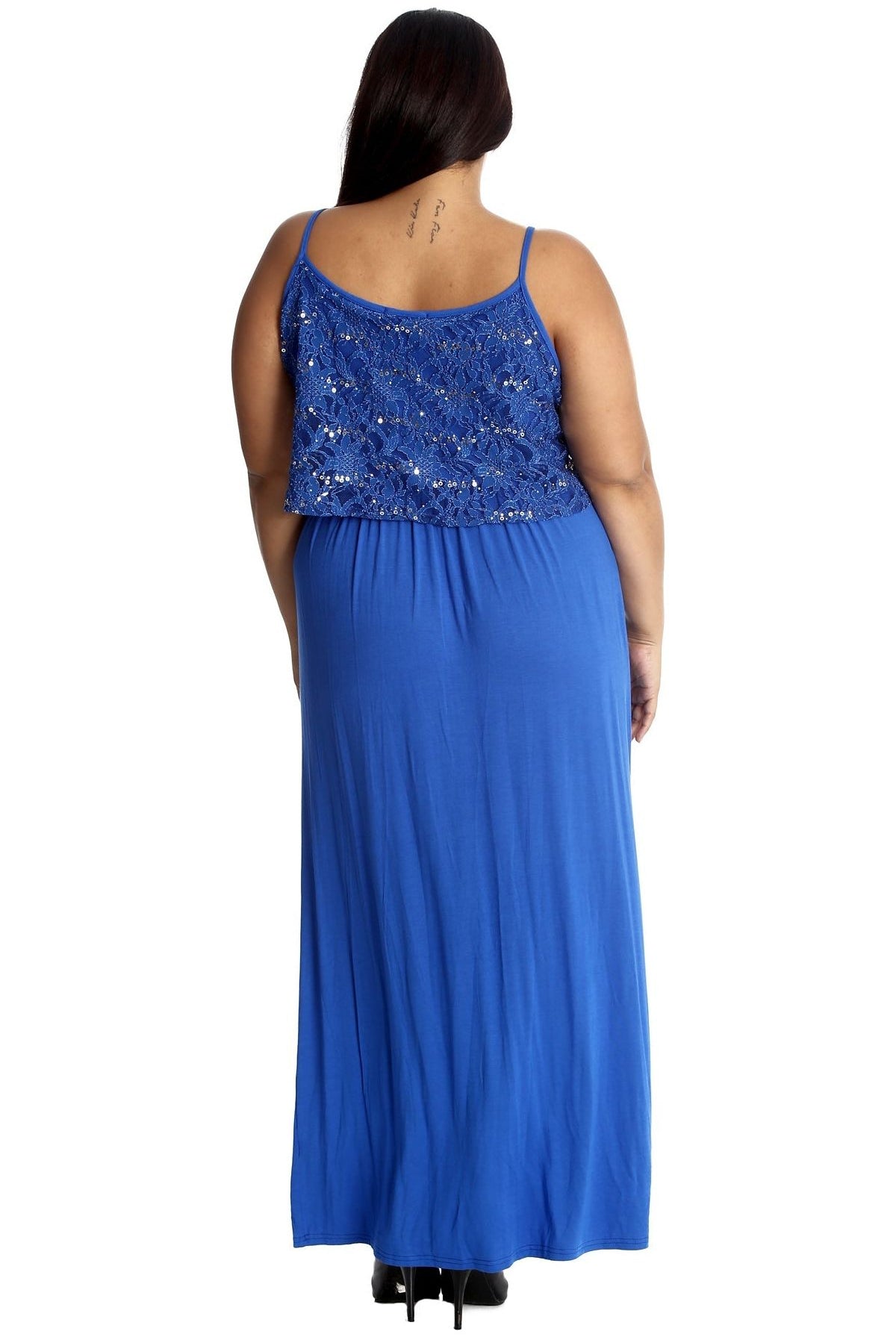 Plus Size Floral Sequin Lace Maxi Dress Dress WearAll
