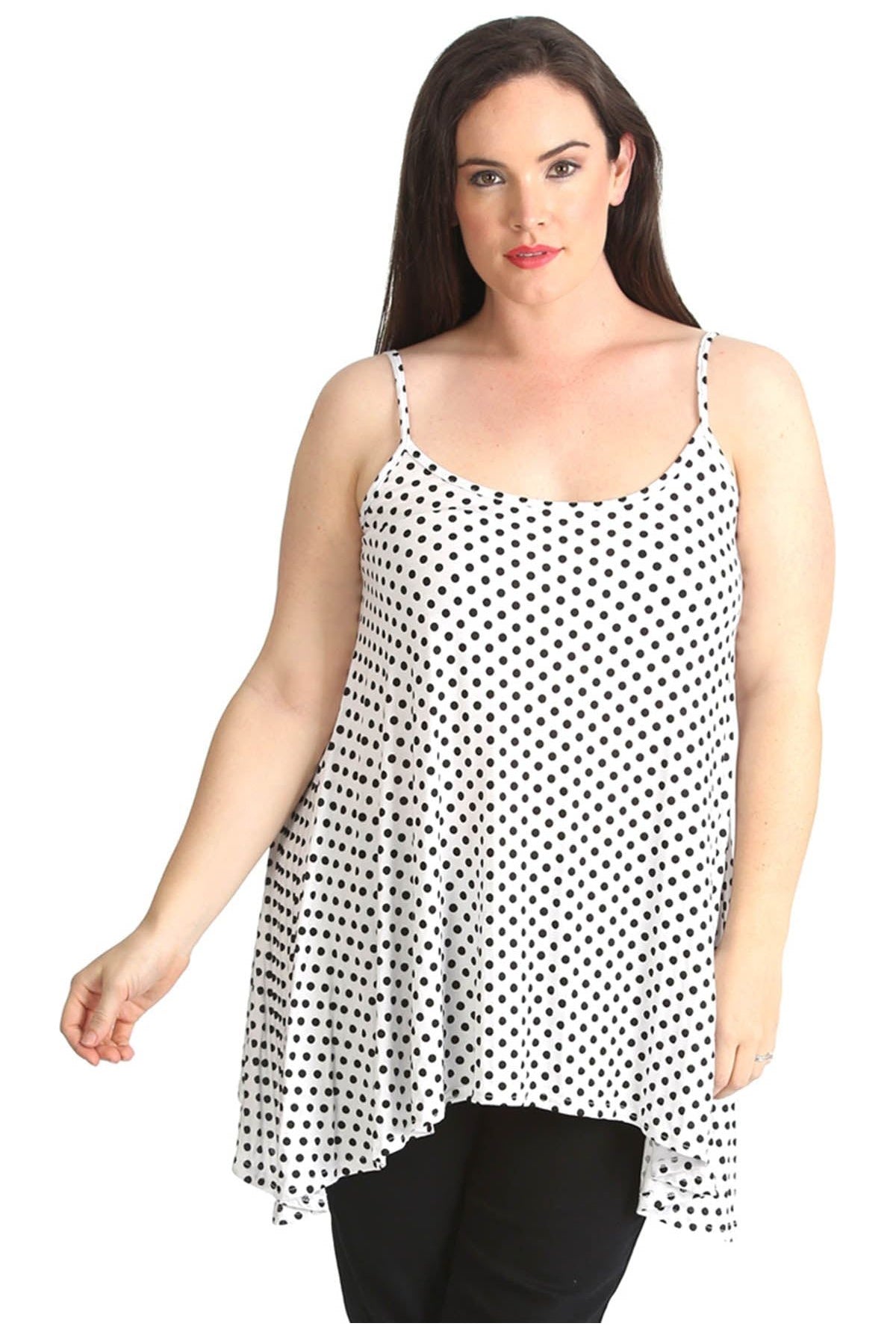 Black White Spot Print Strappy Dress Vest Top Dress WearAll White 8-10
