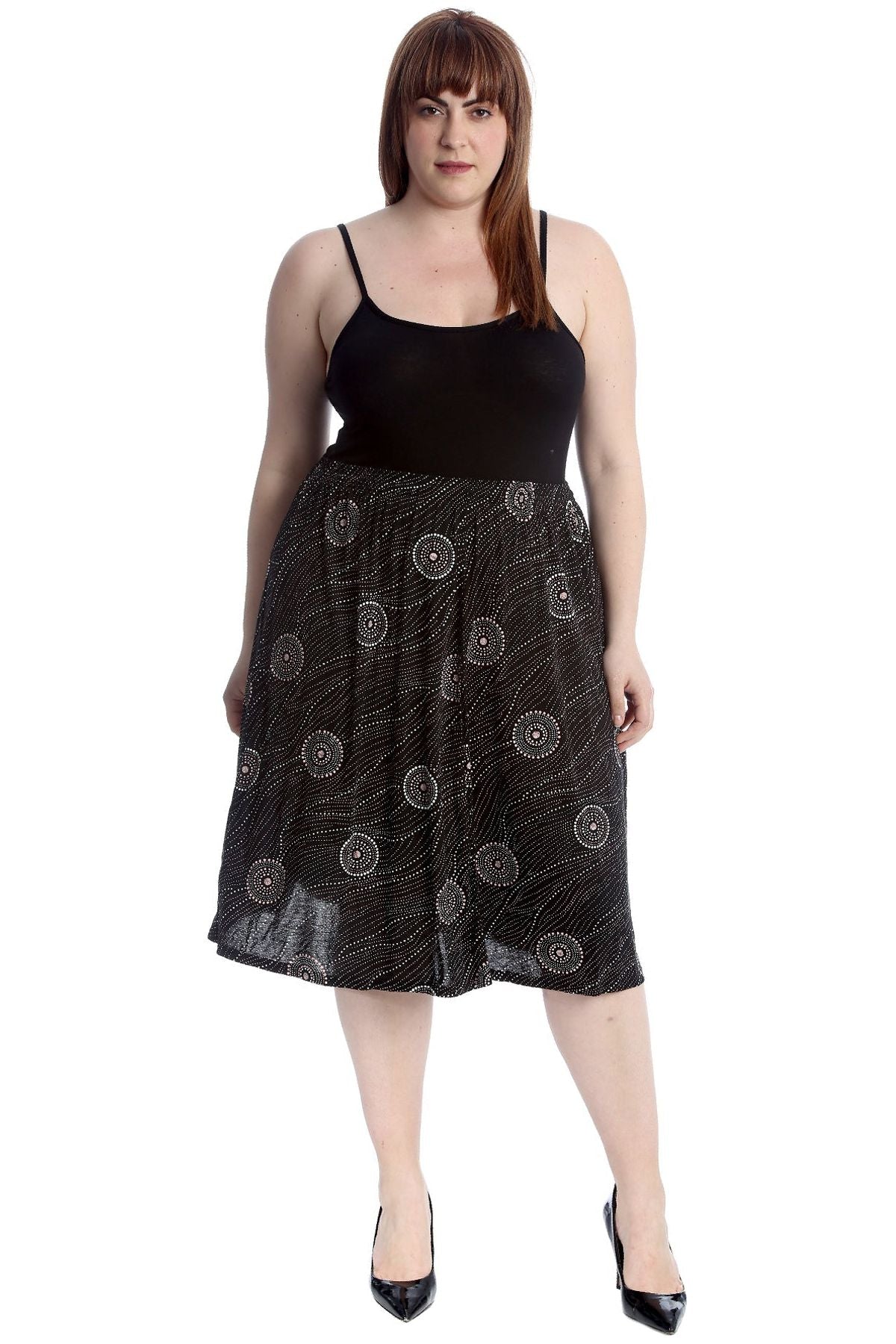 Plus Size Circle Pattern Print Midi Skirt Skirt WearAll