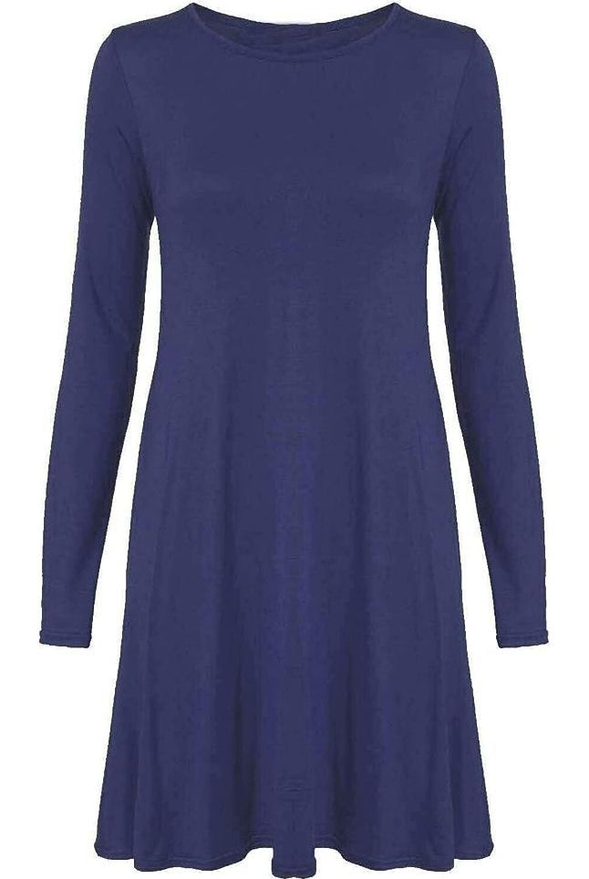 Plus Size Plain Ladies Swing Dress Top Dress WearAll