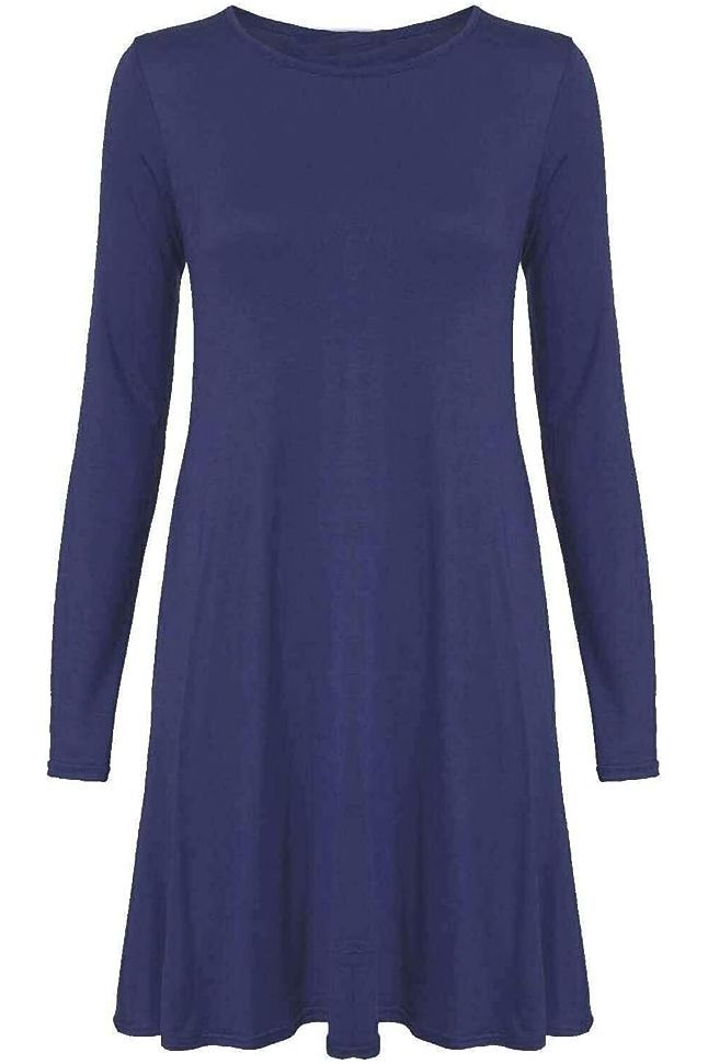 Plus Size Plain Ladies Swing Dress Top Dress WearAll