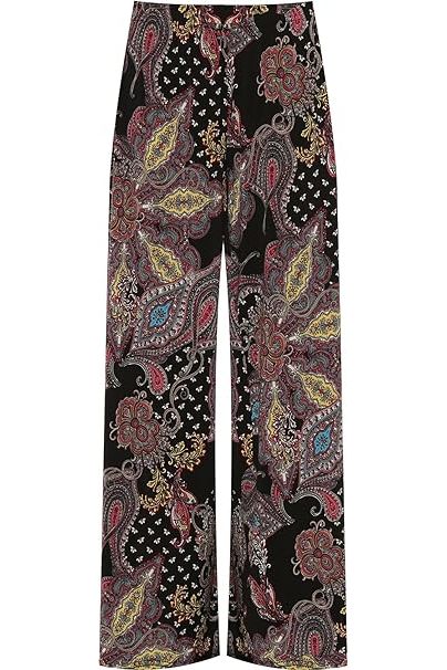 Plus Size Wine Paisley Print Wide Leg Palazzo Trouser Palazzo WearAll