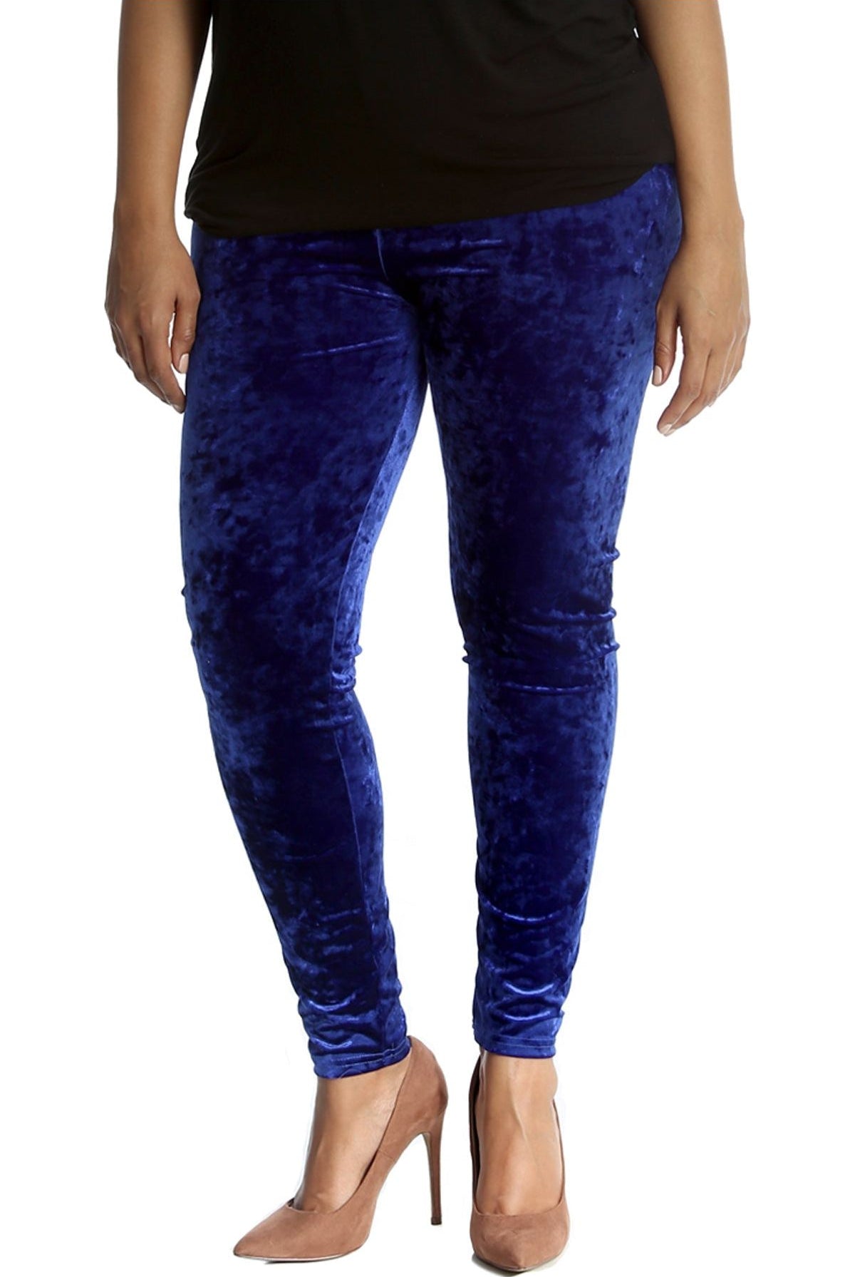 Full Length Crushed Velour Velvet Leggings Leggings WearAll