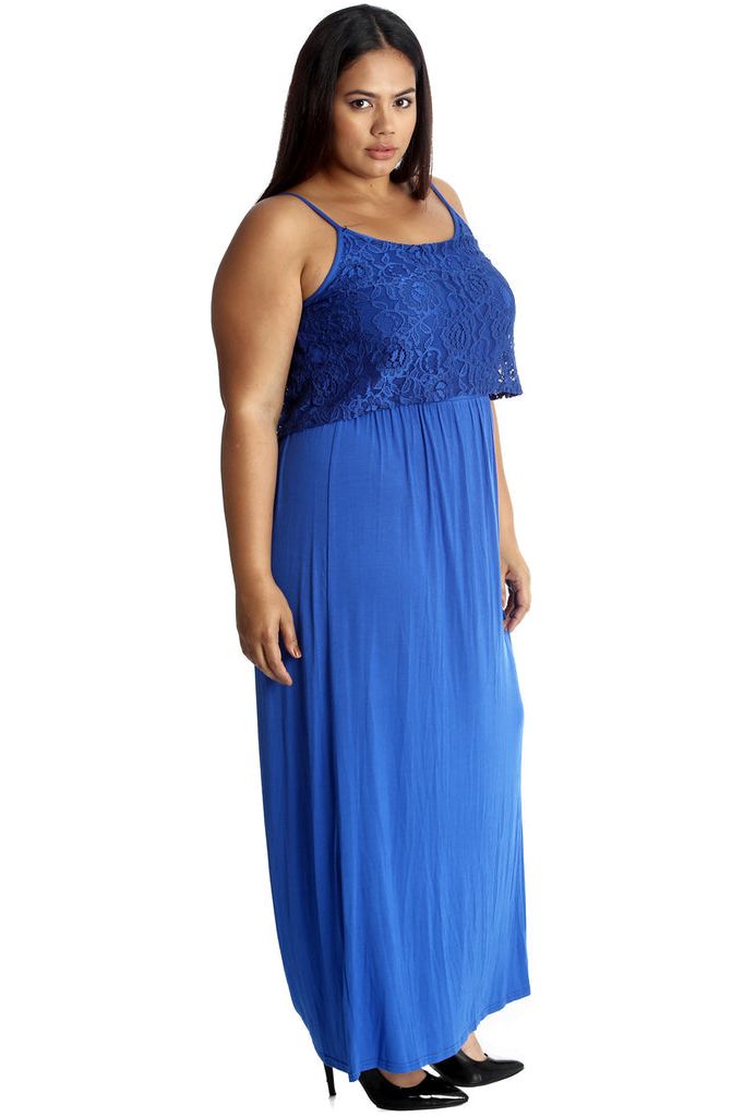 Plus Size Lace Top Sleeveless Maxi Dress Dress WearAll