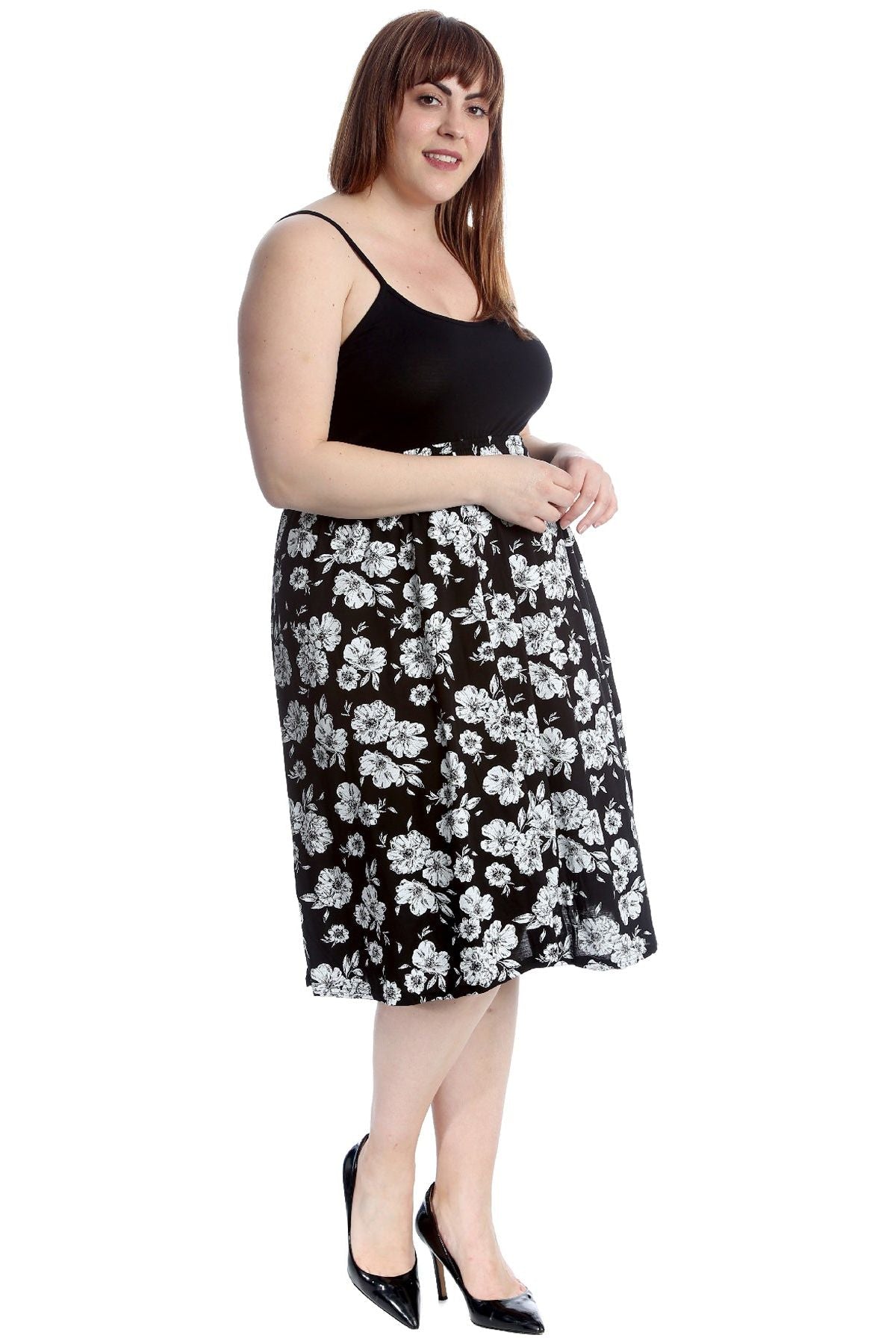 Plus Size Floral Print Midi Skirt Skirt WearAll