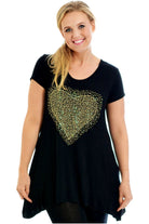 Gold Studded Hanky Hem Short Sleeve Top Apparel & Accessories WearAll