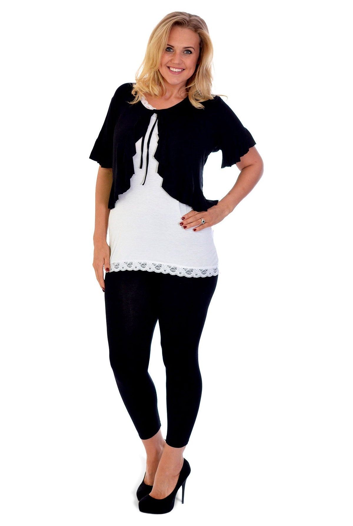 Plus Size Frill Tie Shrug Tops WearAll