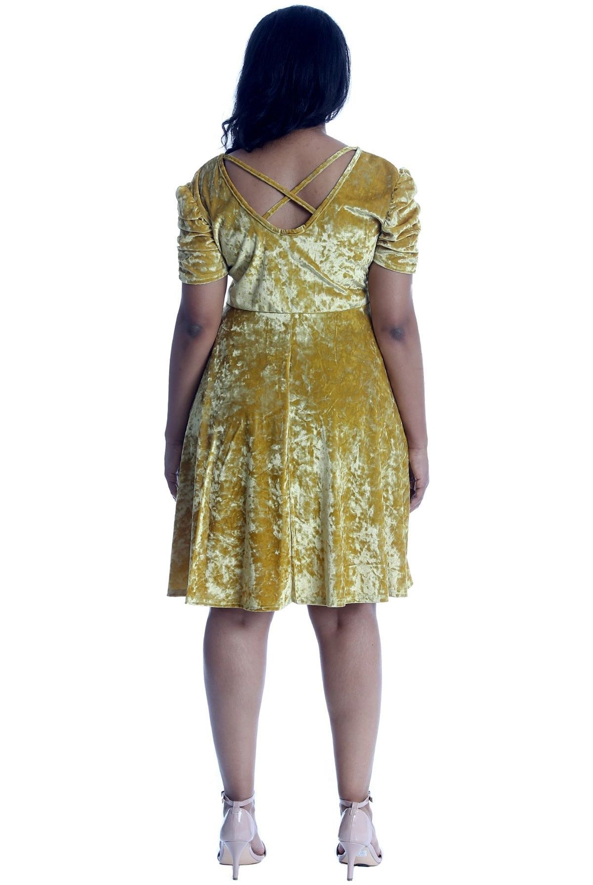 Plus Size Skater Style Velvet Cross Back Dress Dress WearAll