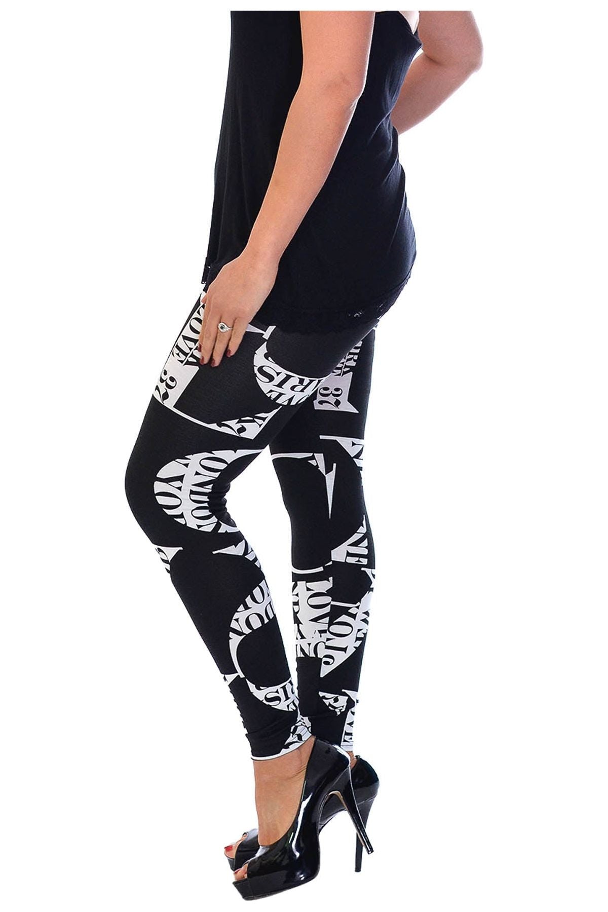 Plus Size Love City Print Skinny Stretchy Leggings Leggings WearAll