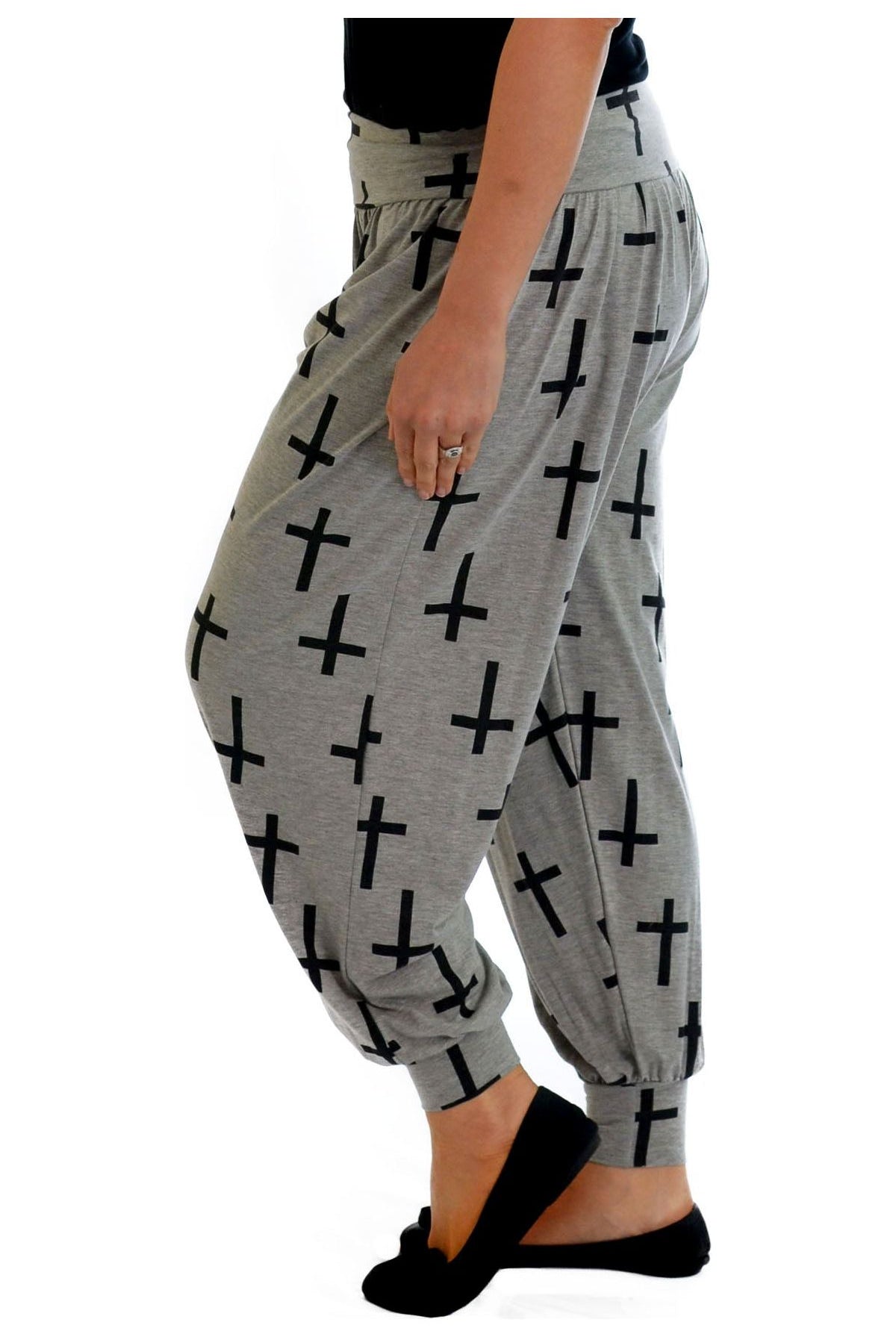Cross Print Harem Trousers Trousers WearAll