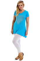 Gold Studded Hanky Hem Short Sleeve Top Apparel & Accessories WearAll