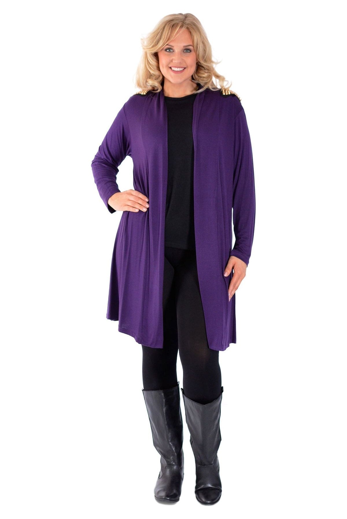 Plus Size Long Sleeve Spike Maxi Cardigan Maxi Cardigan WearAll