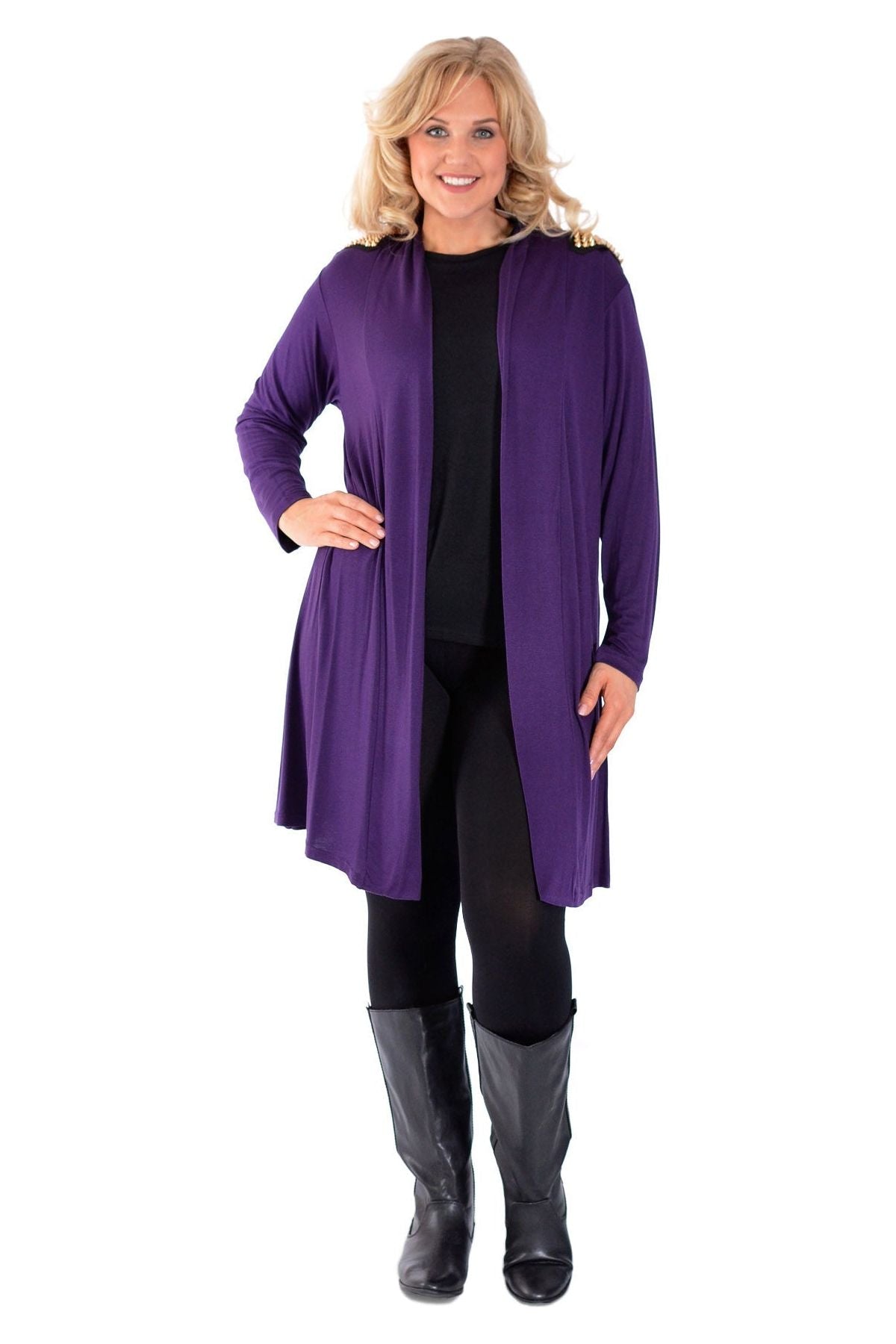 Plus Size Long Sleeve Spike Maxi Cardigan Maxi Cardigan WearAll