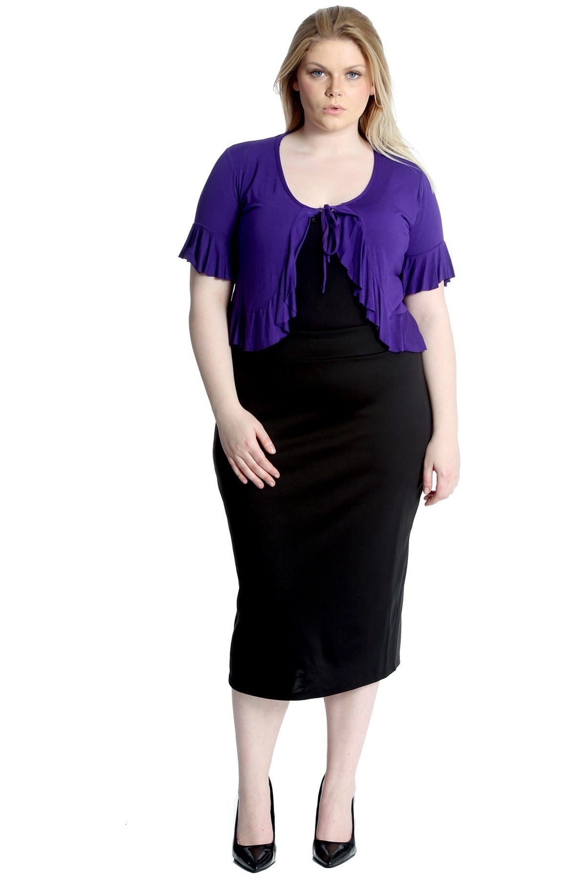 Plus Size Frill Tie Shrug Tops WearAll