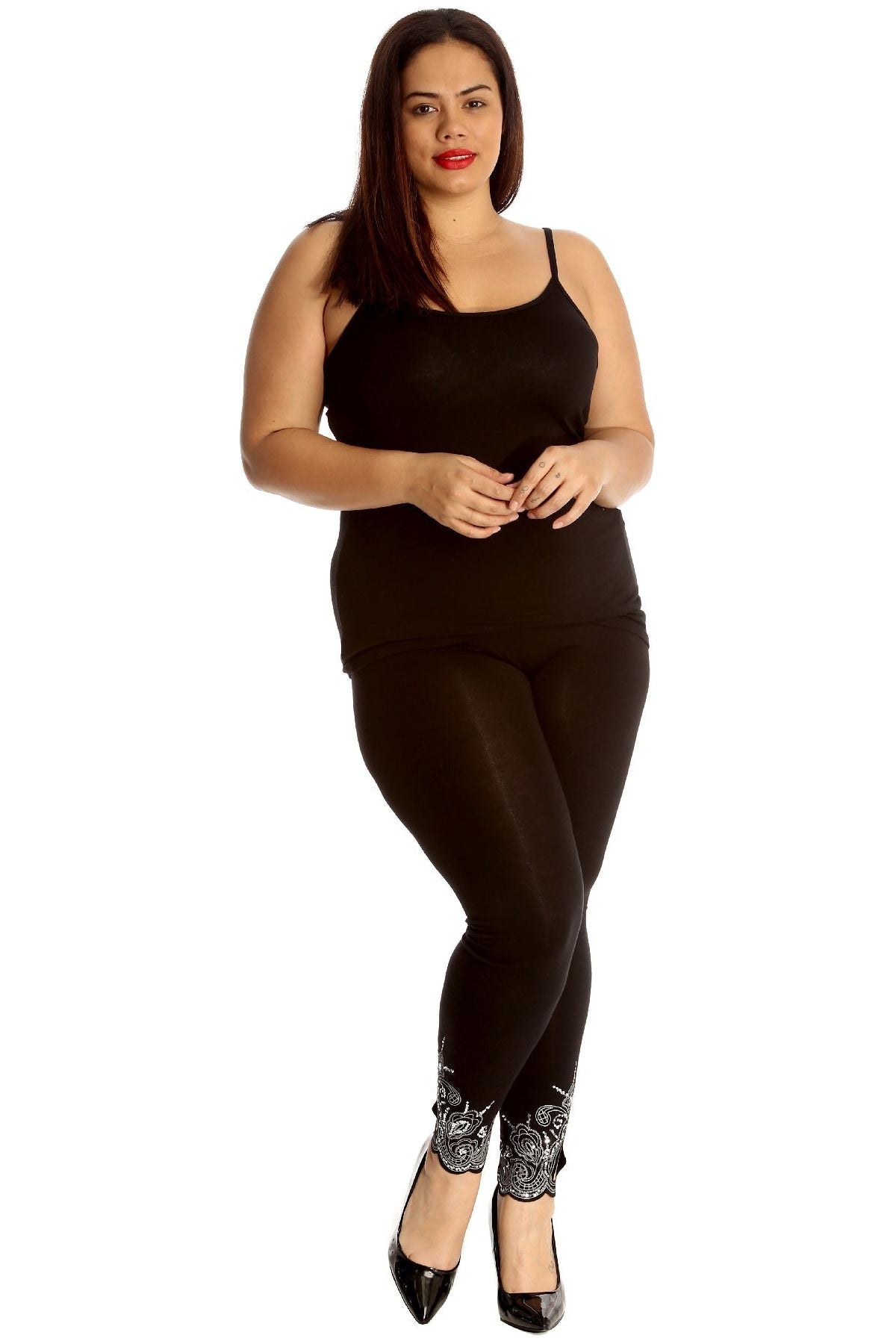Plus Size Sequin Stretch Leggings Leggings WearAll