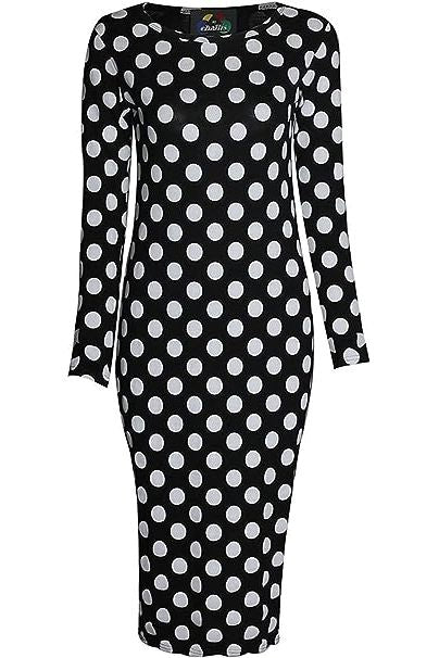 Bodycon Polka Dot Print Midi Dress Dress WearAll Polka Dot 8-10