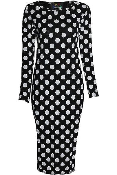Plus Size Bodycon Polka Dot Print Midi Dress Dress WearAll Polka Dot 16-18