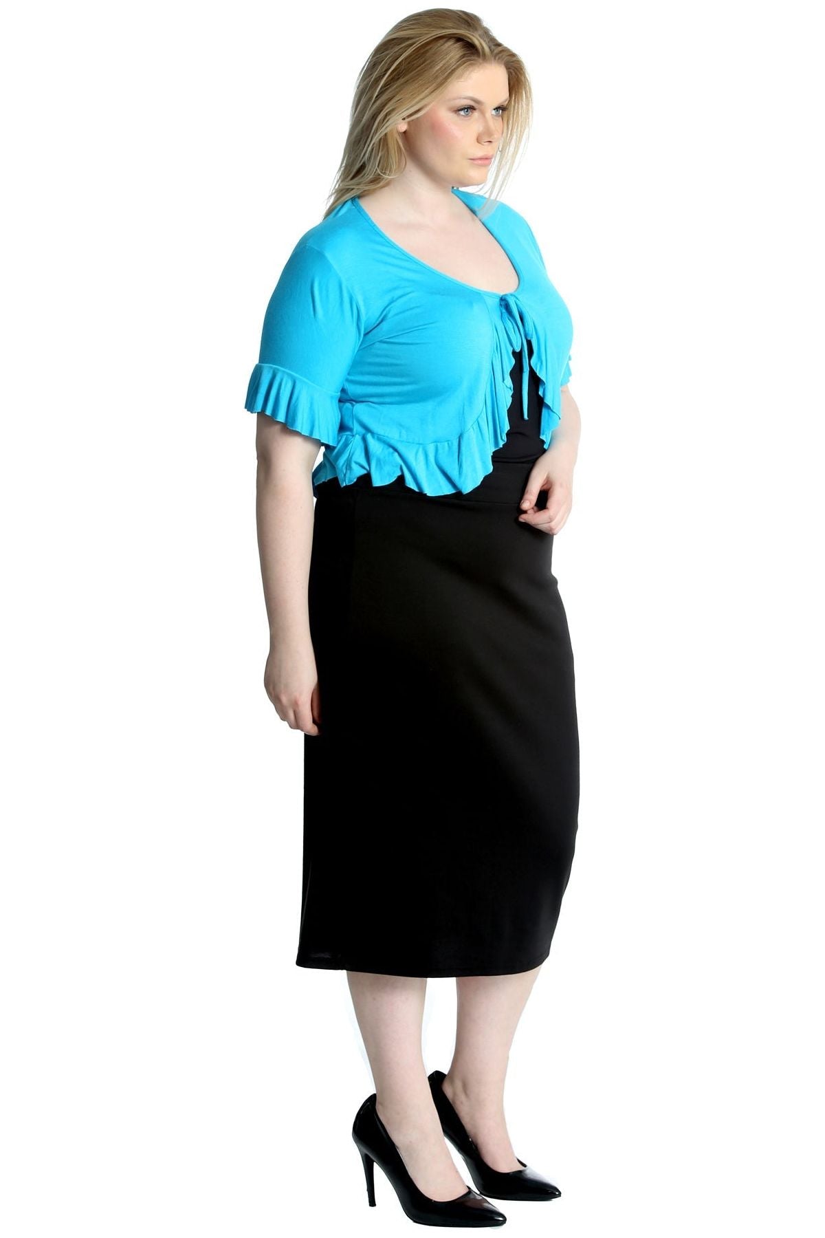 Plus Size Frill Tie Shrug Tops WearAll
