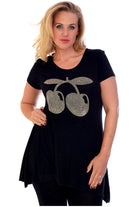 Cherry Stud Hanky Hem Short Sleeve Top Apparel & Accessories WearAll
