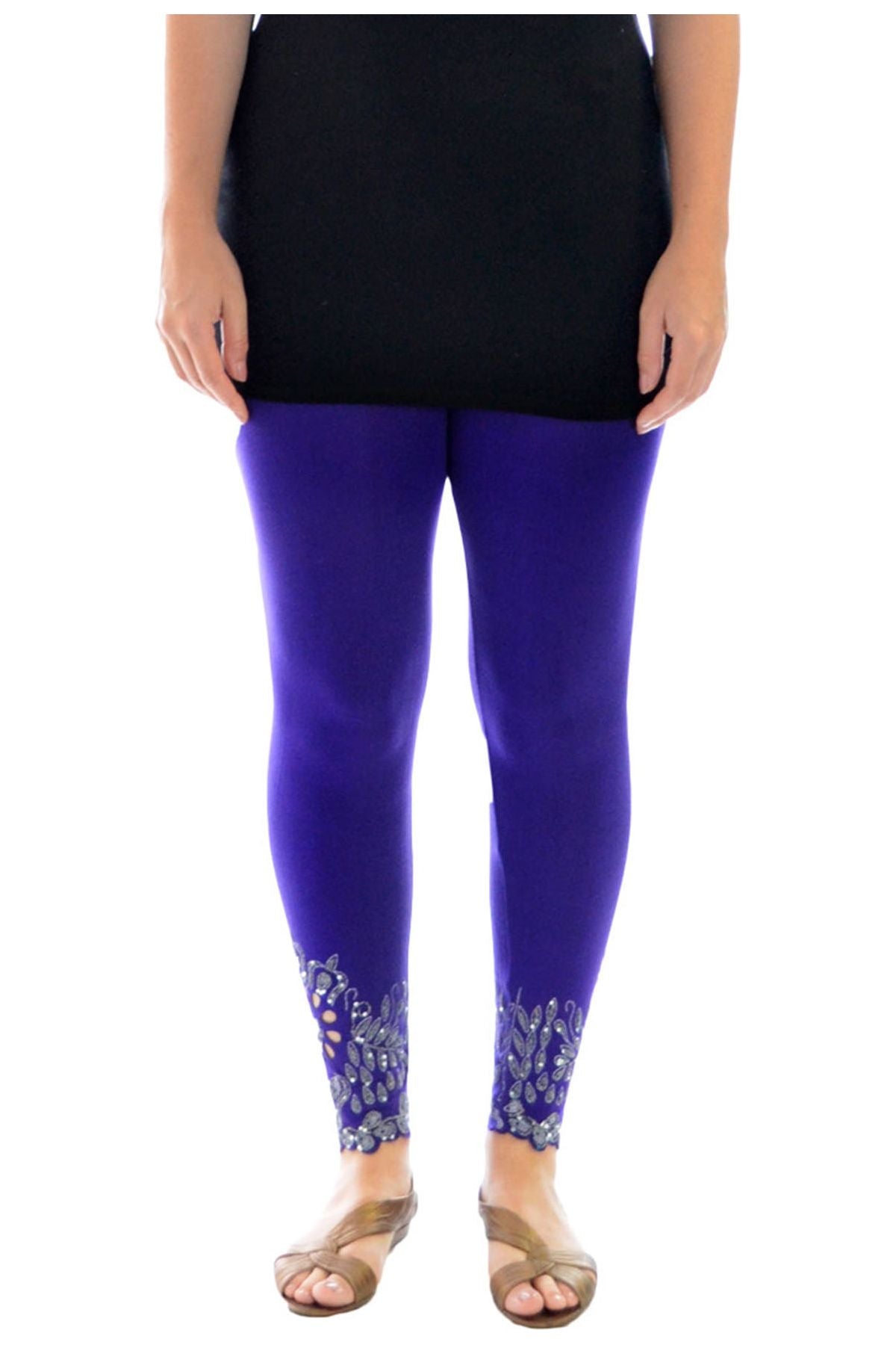 Plus Size Sequin Scallop Beaded Flower Petal Leggings Leggings WearAll