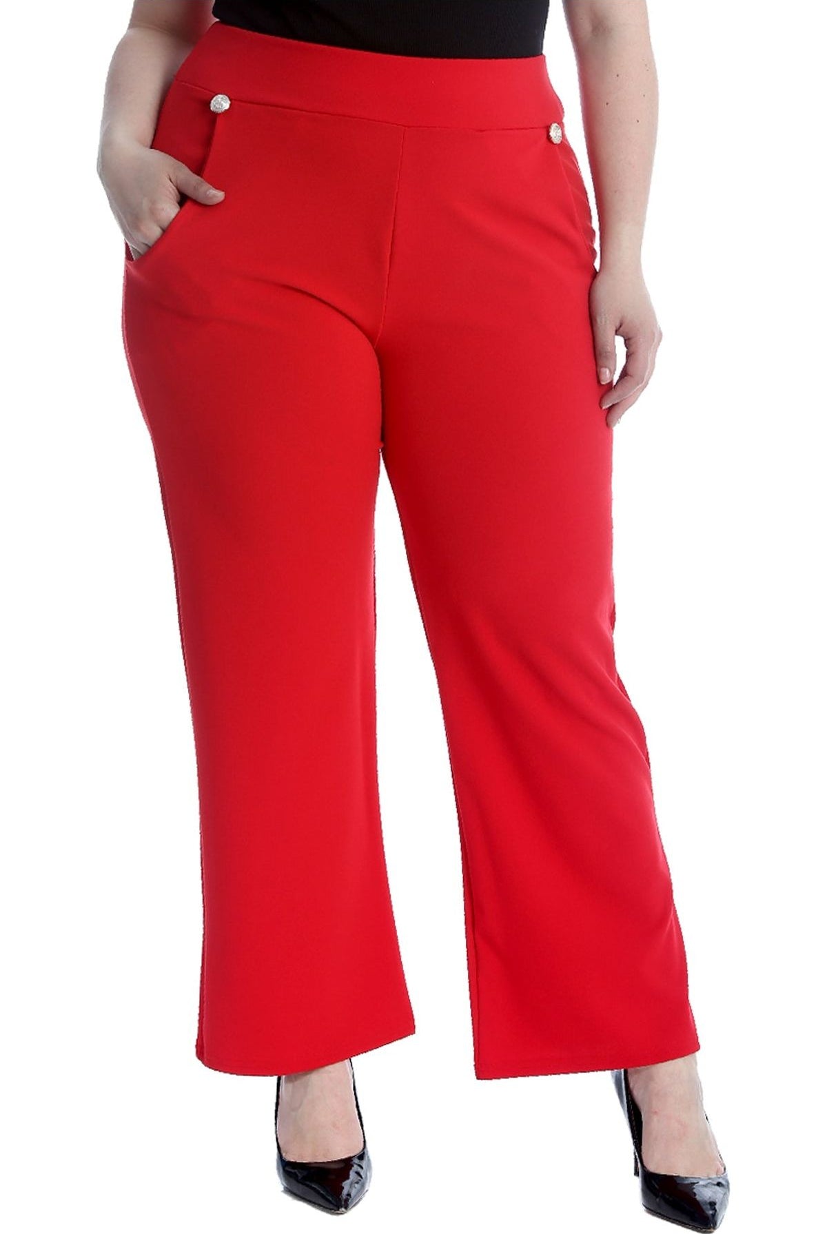 Plus Button Embellished Pocket Palazzo Trousers Trousers WearAll