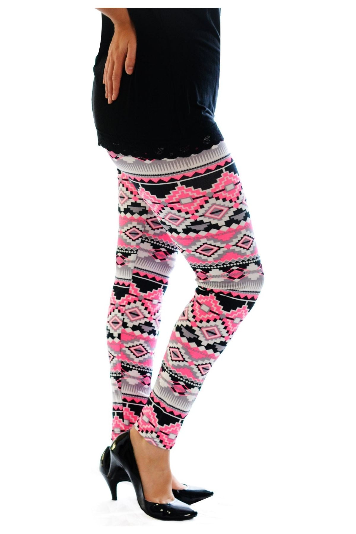 Neon Aztec Leggings Leggings WearAll