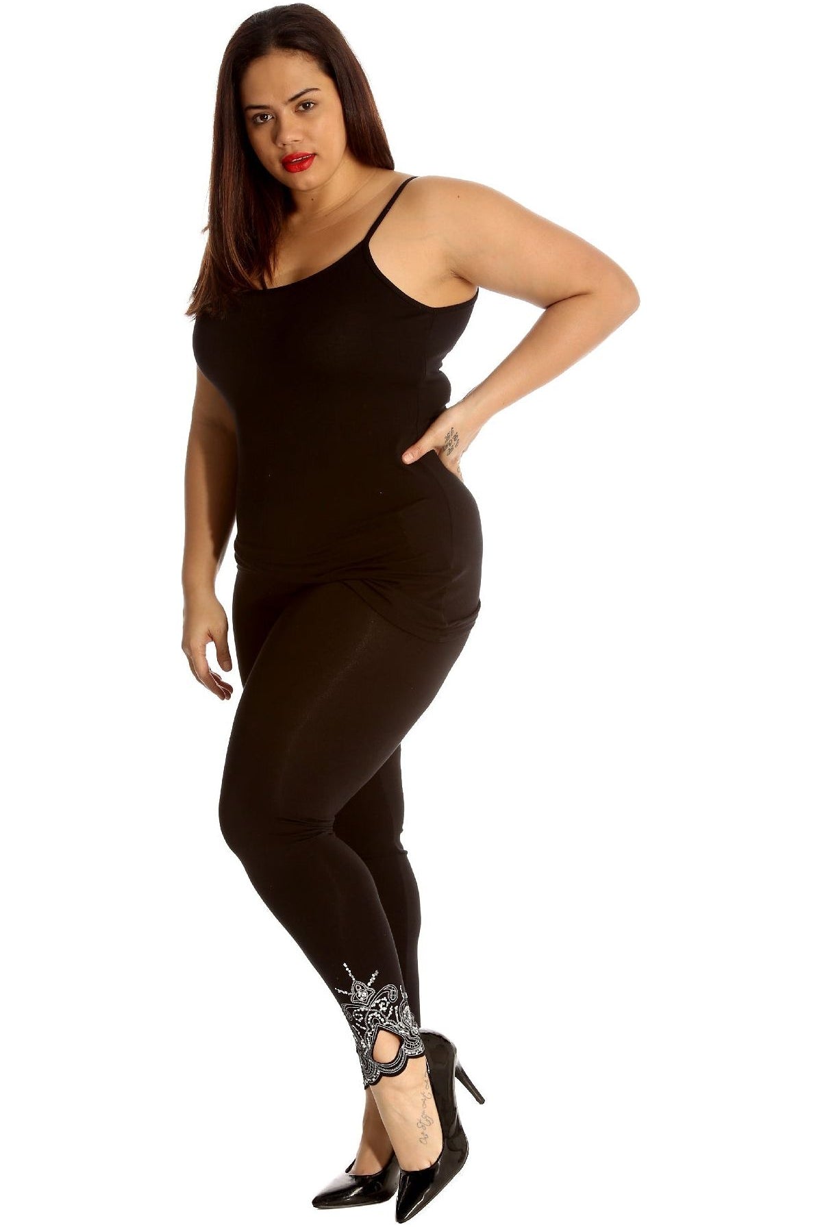 Plus Size Sequin Stretch Leggings Leggings WearAll