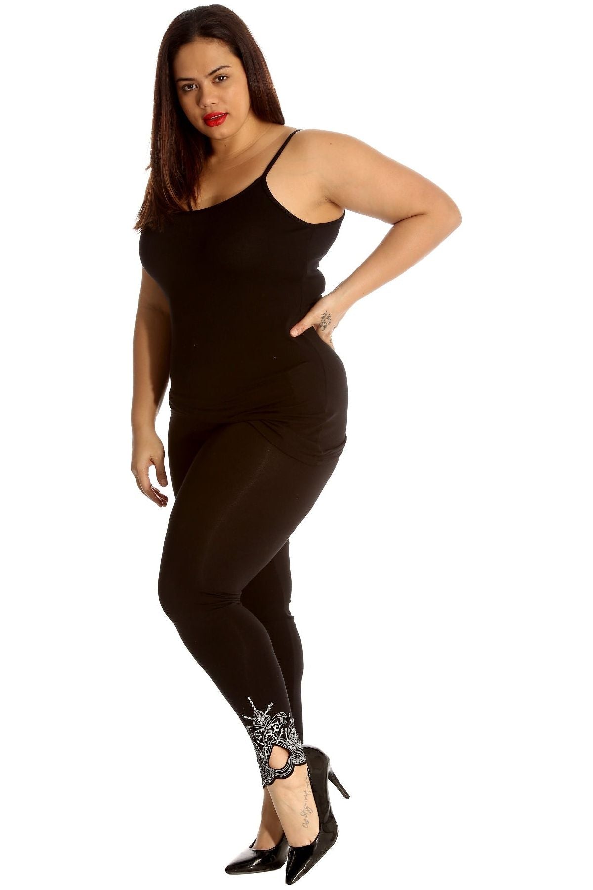Plus Size Sequin Stretch Leggings Leggings WearAll