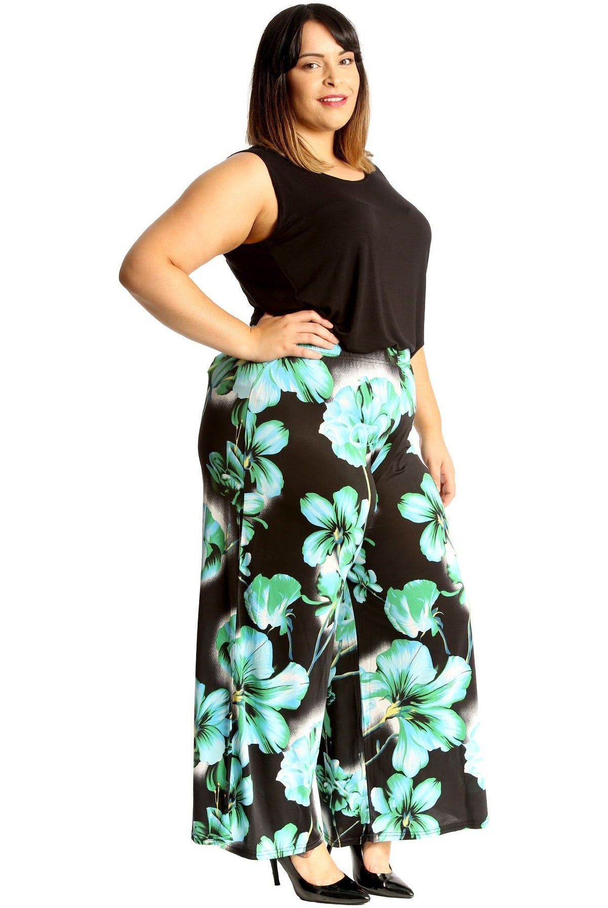 Plus Size Floral Print Palazzo Trouser Palazzo WearAll