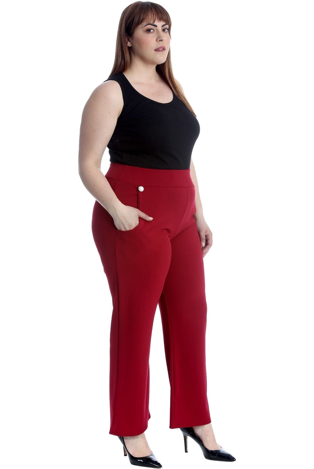 Plus Button Embellished Pocket Palazzo Trousers Trousers WearAll