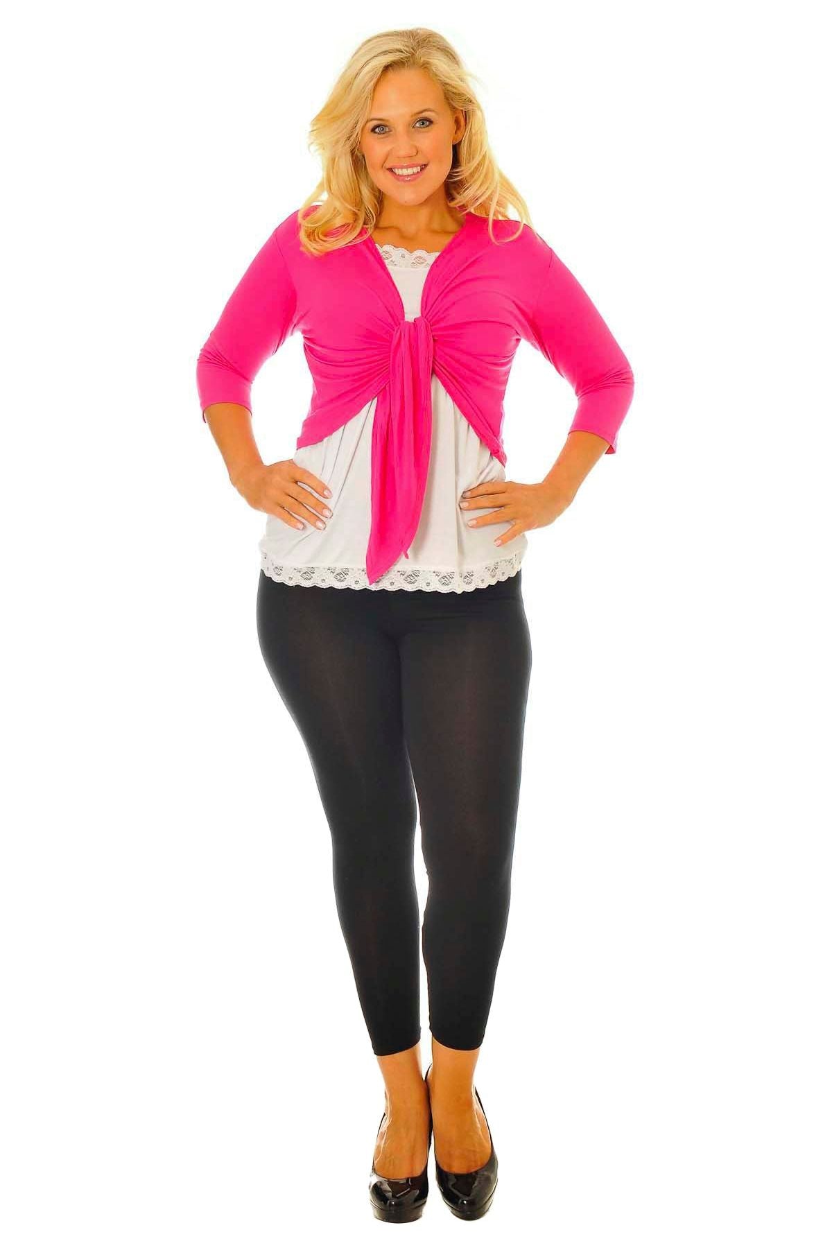 Plus Size 3/4 Sleeve Tie Shrug Tops WearAll