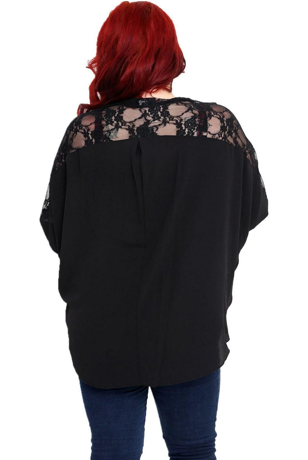 Floral Lace Batwing Crepe Top Tops WearAll