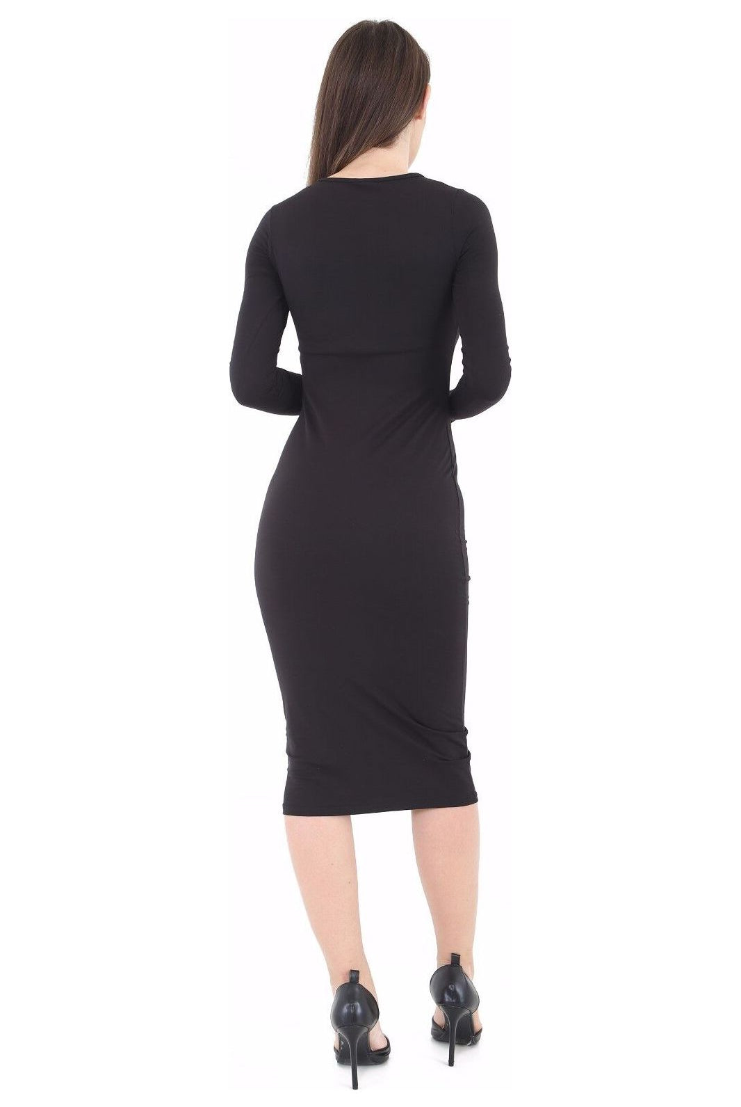 Plus Size Bodycon Stretch Plain Midi Dress Dress WearAll
