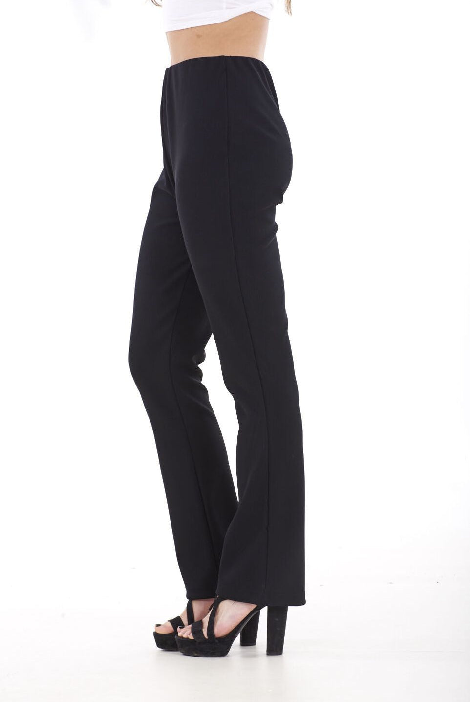 Plus Size Bootleg Ribbed Trouser Trousers WearAll Black 16