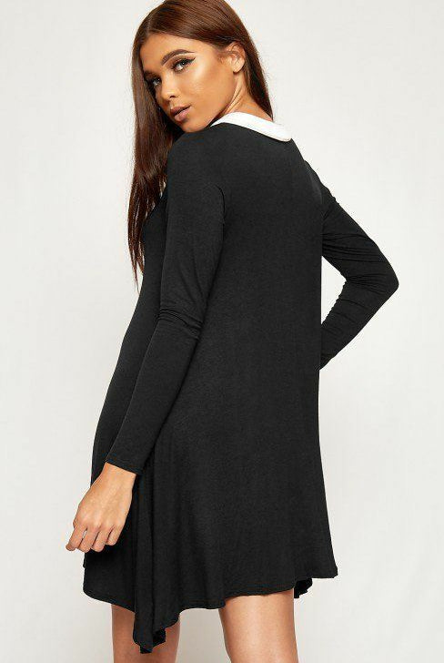 Plus Size Plain Collar Flared Ladies Swing Dress Dress WearAll