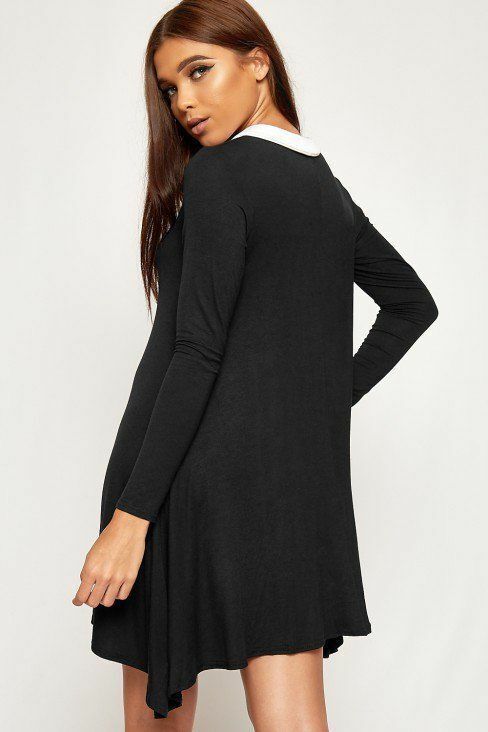 Plus Size Plain Collar Flared Ladies Swing Dress Dress WearAll