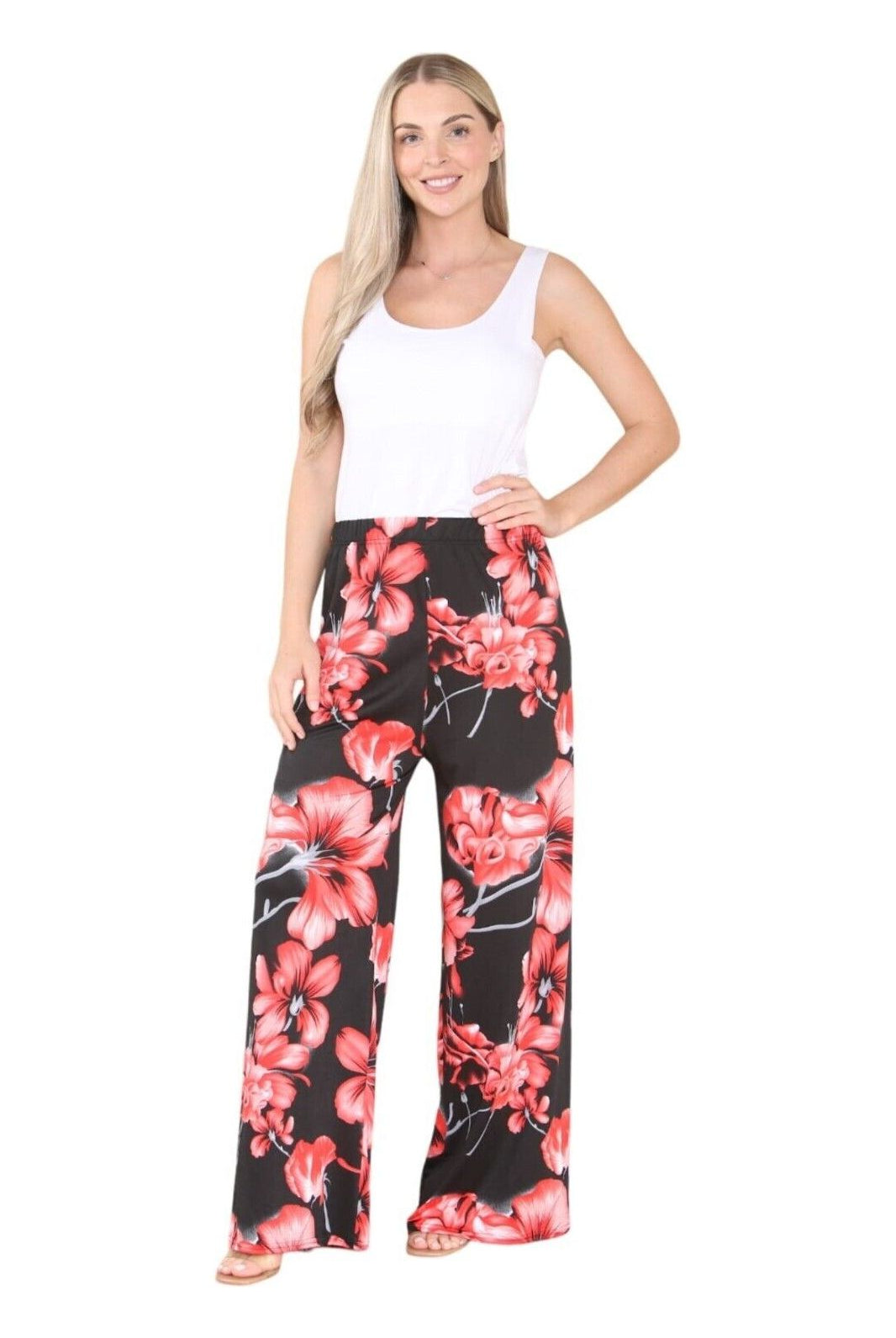 Floral Print Palazzo Trouser Palazzo WearAll Red 12-14