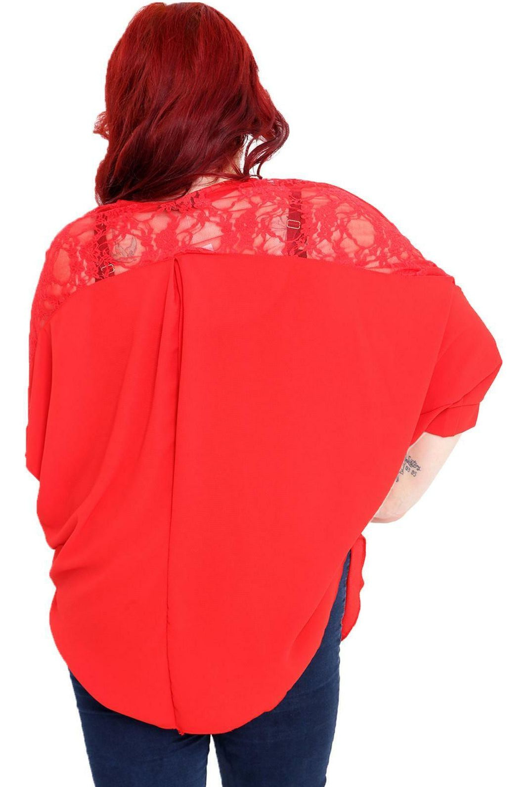 Floral Lace Batwing Crepe Top Tops WearAll