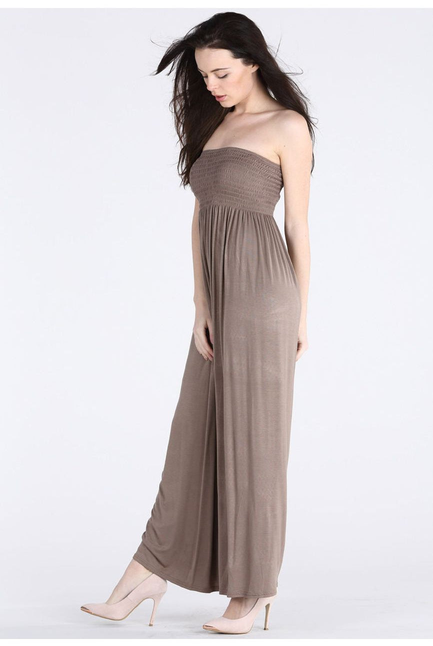 Strapless Sheering Maxi Dress Maxi Cardigan WearAll Mocha 8-10