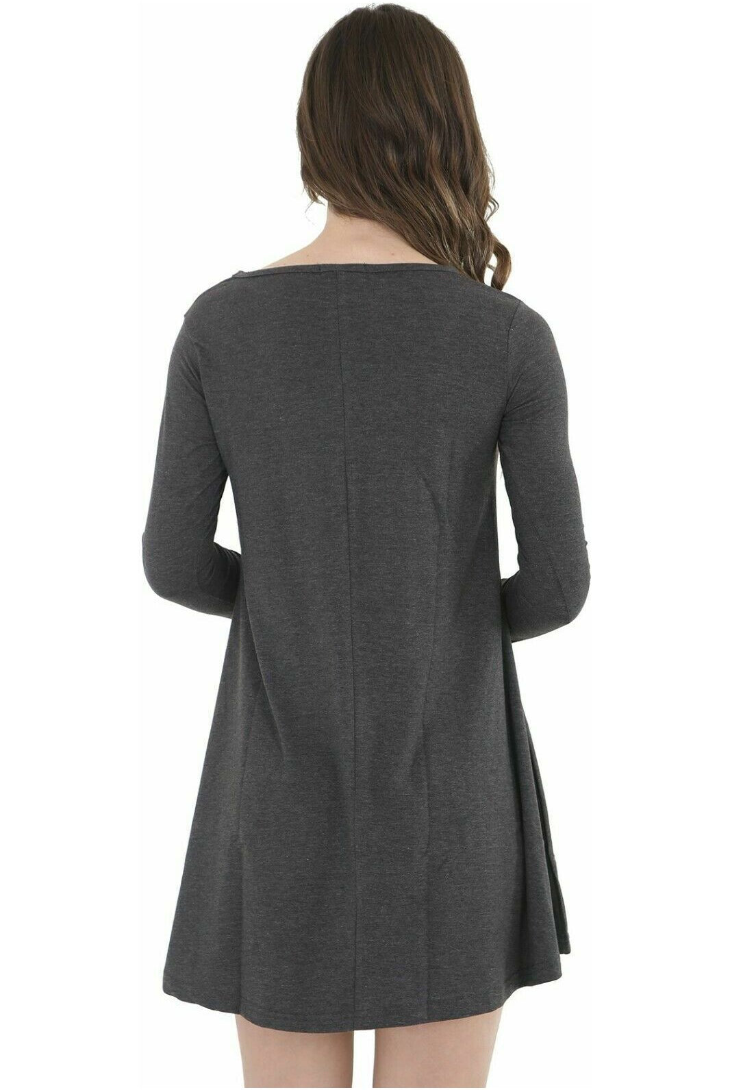 Plus Size Plain Ladies Swing Dress Top Dress WearAll