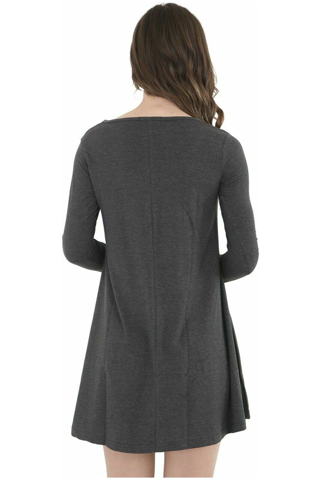 Plus Size Plain Ladies Swing Dress Top Dress WearAll